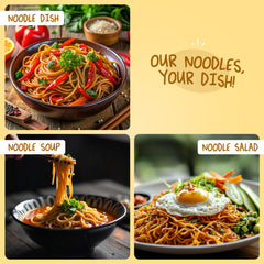 MOI SOI Noodles Value Pack of 3 - 150g Each (Veg Hakka Noodle + Egg Hakka Noodle + Udon Noodle) (No MSG | No Preservatives | 100% Real Ingredients)