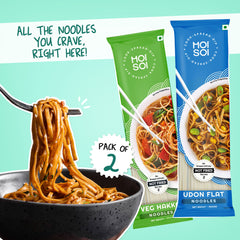 MOI SOI Noodles Value Pack of 2 - 150g Each (Veg Hakka Noodle + Udon Noodle) (No MSG | No Preservatives | 100% Real Ingredients)